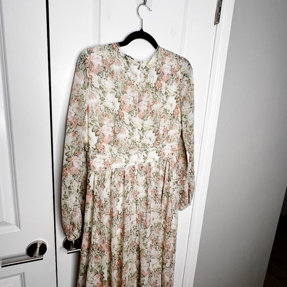 Ivy City Co. Bree Womens Ivory Peach Floral Long Sleeve Maxi Dress Size Medium - Picture 5 of 10